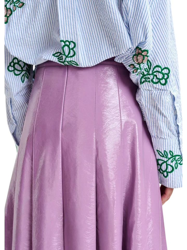 Paarse midirok in lederlook Jib Essentiel 