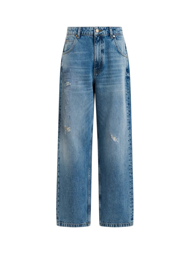 Blauwe katoenen cropped boyfriend jeans Jansen Essentiel
