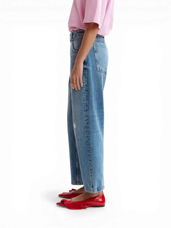 Blauwe katoenen cropped boyfriend jeans Jansen Essentiel
