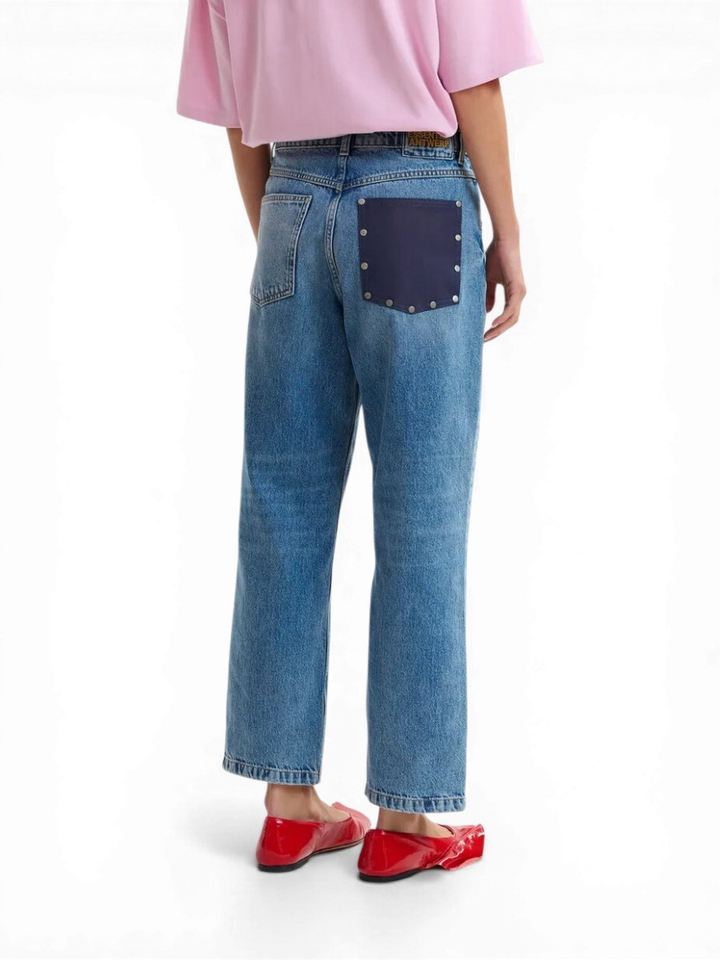 Blauwe katoenen cropped boyfriend jeans Jansen Essentiel