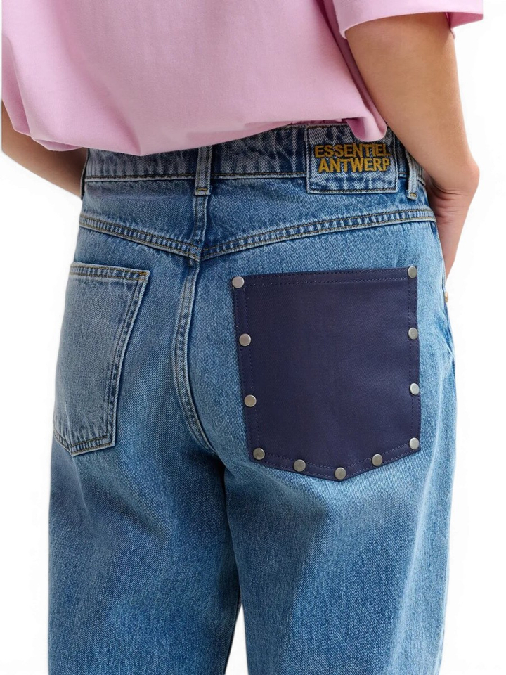 Blauwe katoenen cropped boyfriend jeans Jansen Essentiel