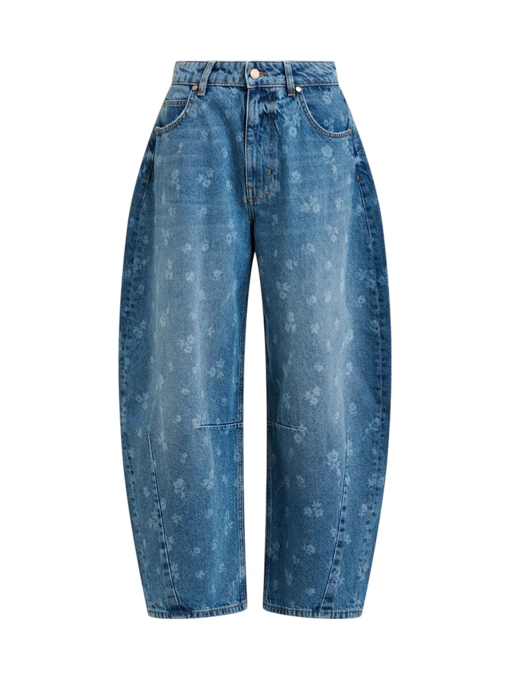 Blauwe loose fit jeans met bloemenprint Jo Essentiel 
