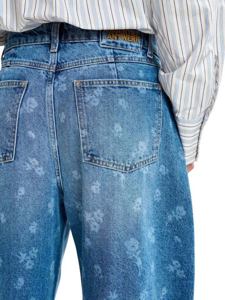 Blauwe loose fit jeans met bloemenprint Jo Essentiel 