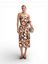 Beige en bruine strapless midi-jurk met wikkelriem Juror Essentiel 