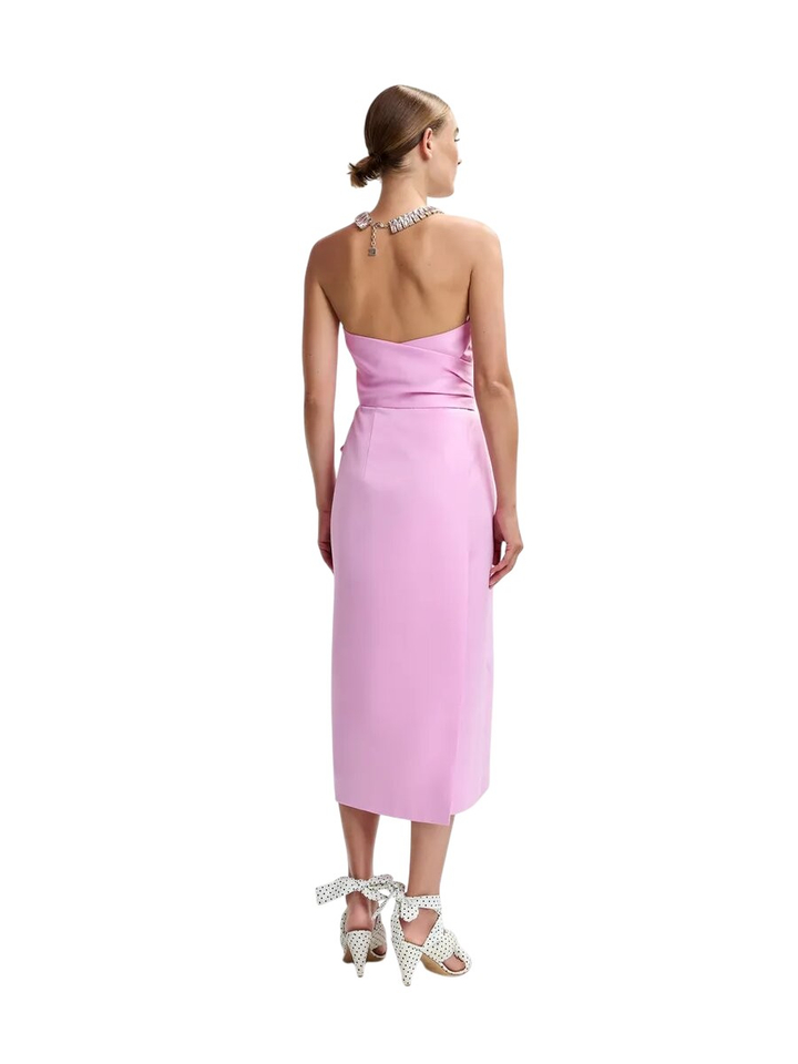 Roze strapless midi-jurk met wikkelriem Juror Essentiel