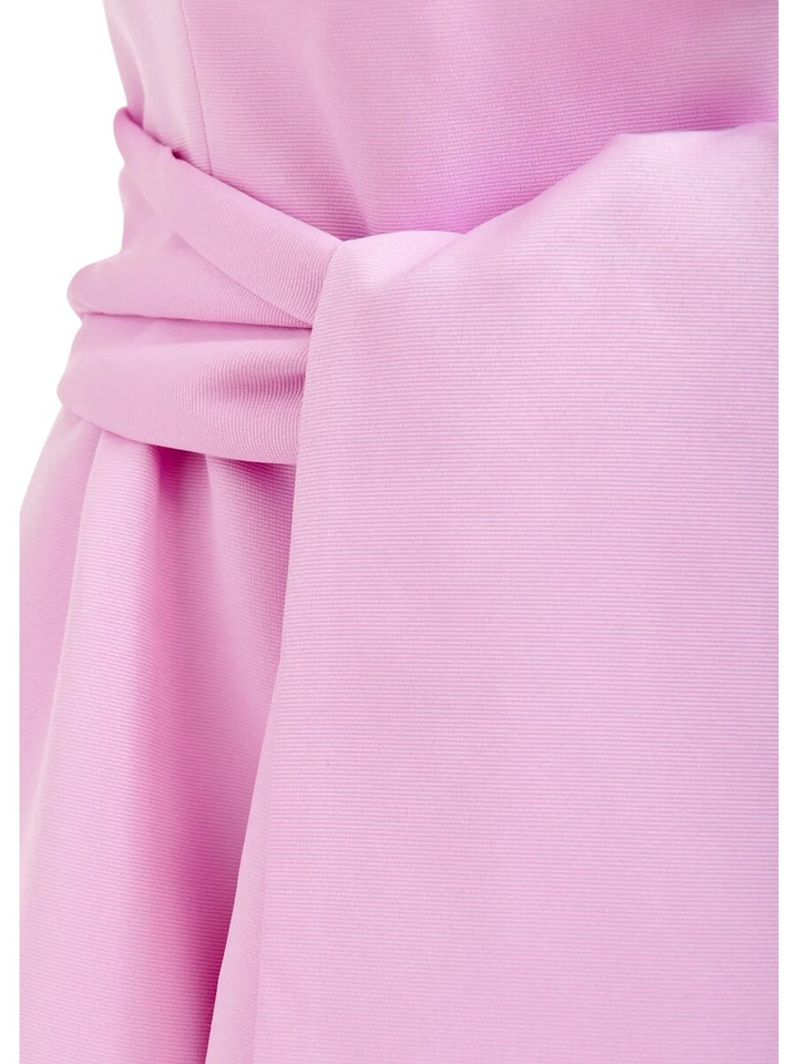 Roze strapless midi-jurk met wikkelriem Juror Essentiel