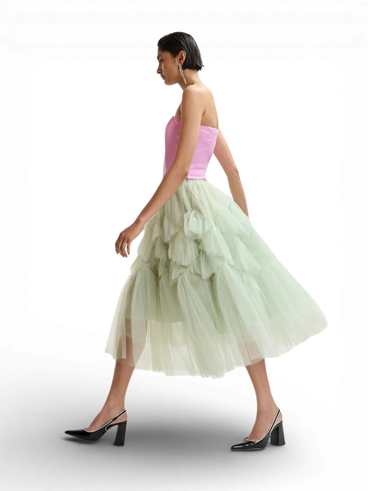 Roze bustiertop met rug met smokwerk Juchini Essentiel