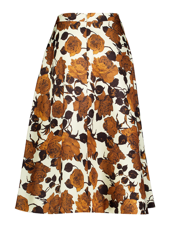 Beige en bruine A-lijn bloemenrok Julio Essentiel 