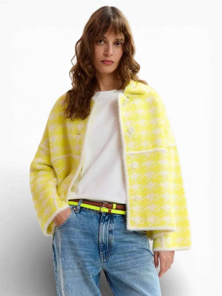 Gele cardigan met print Joking Essentiel 