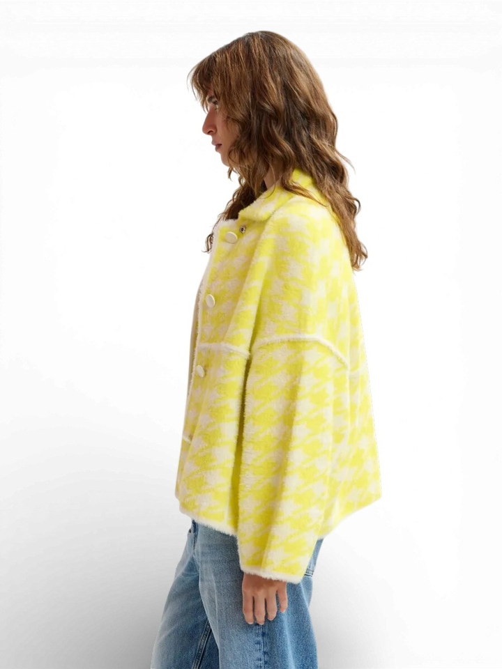 Gele cardigan met print Joking Essentiel 