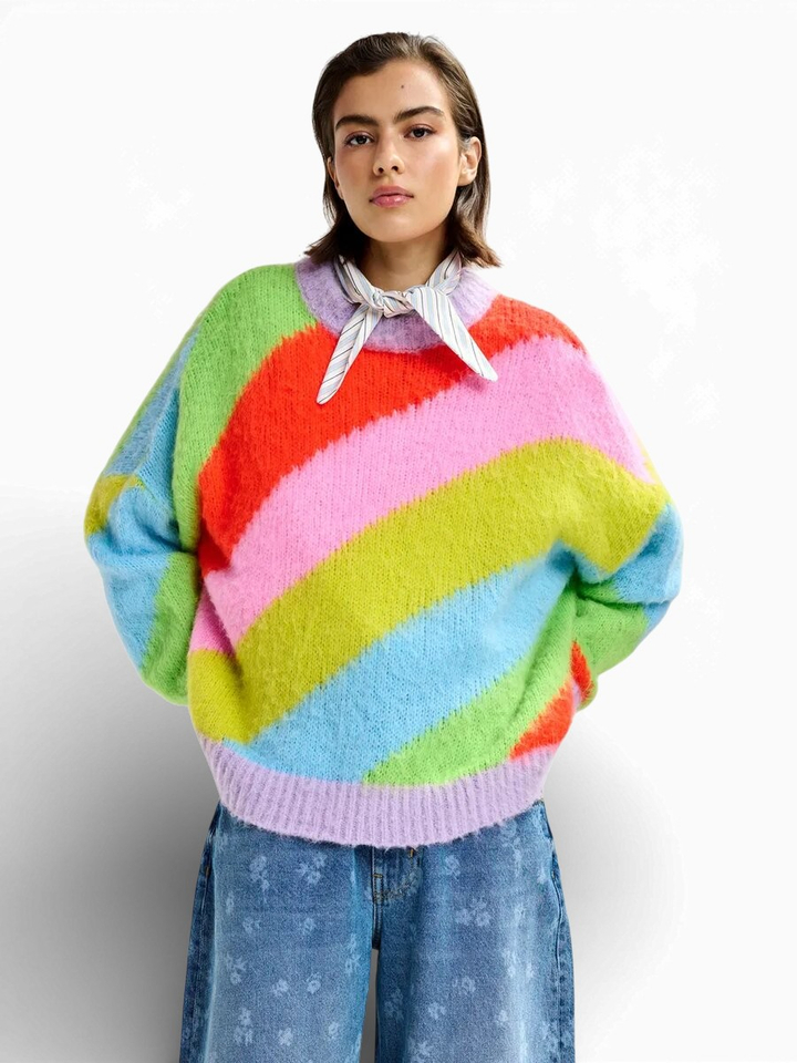 Multicolor gebreide trui Jolor Essentiel