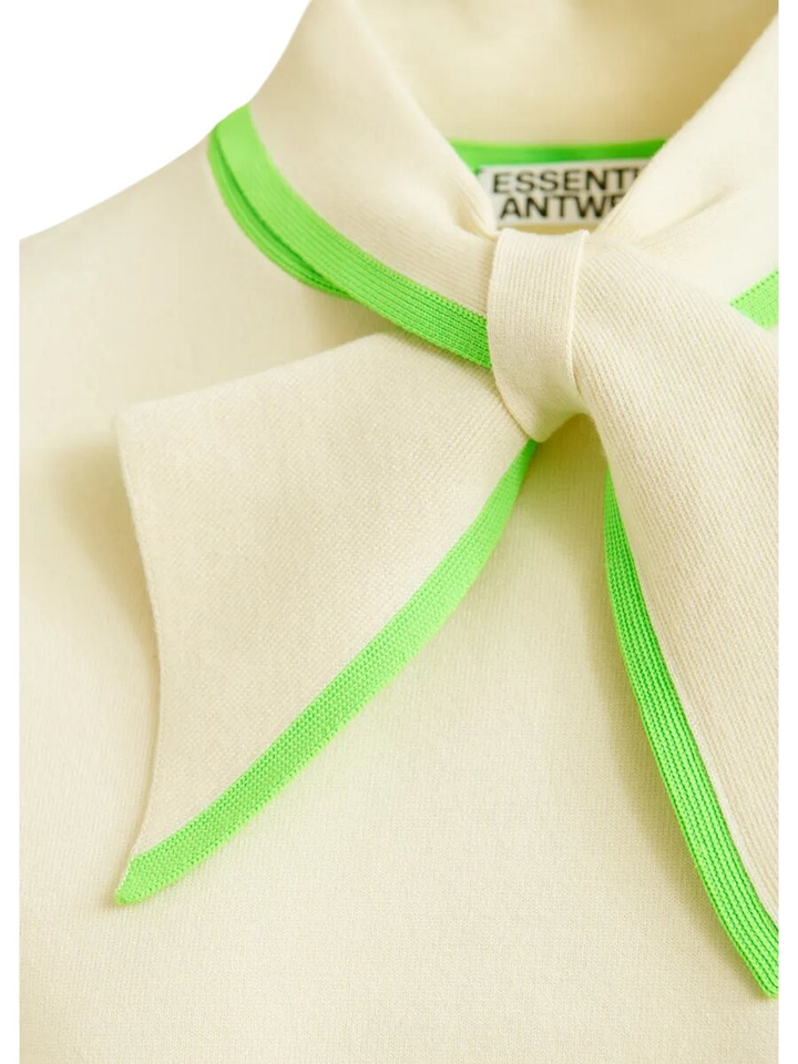 Ecru fijngebreide polo met sjaalkraag Jonda Essentiel