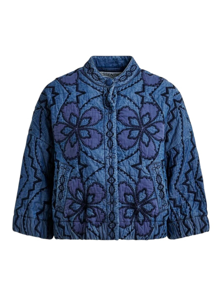 Blauwe vest met bloemenprint Jatropha Essentiel 