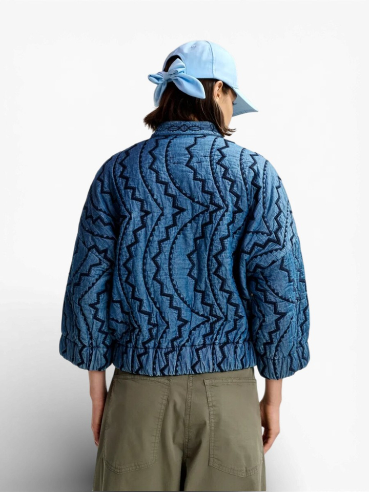 Blauwe vest met bloemenprint Jatropha Essentiel 