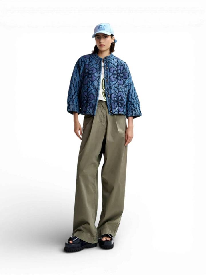 Blauwe vest met bloemenprint Jatropha Essentiel 