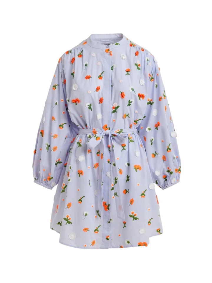 Blauwe jurk met bloemenprint Jalen Essentiel