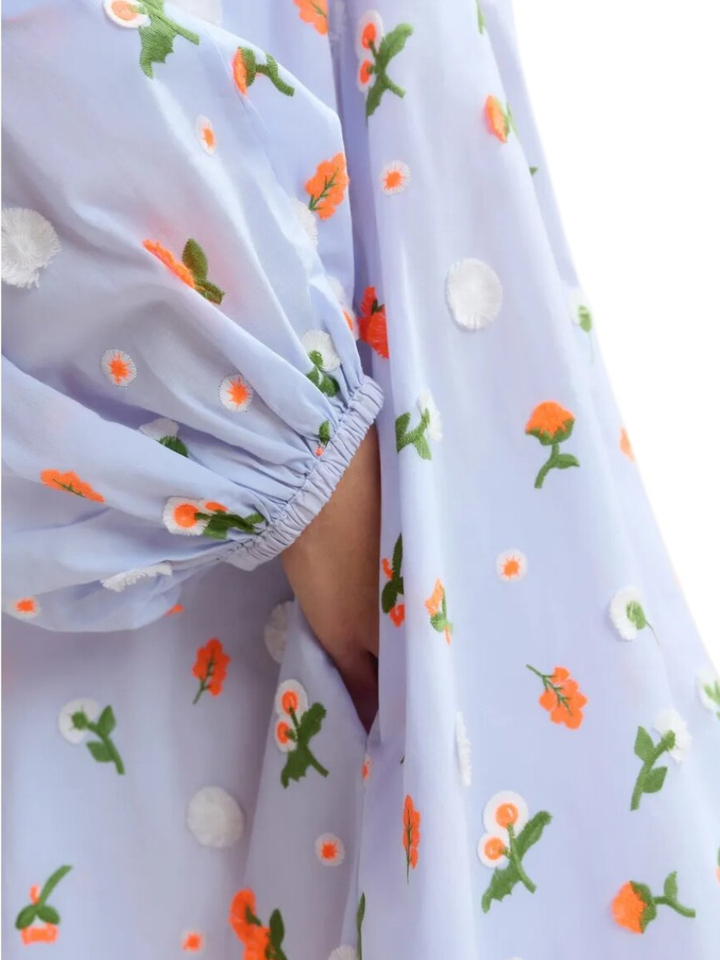 Blauwe jurk met bloemenprint Jalen Essentiel