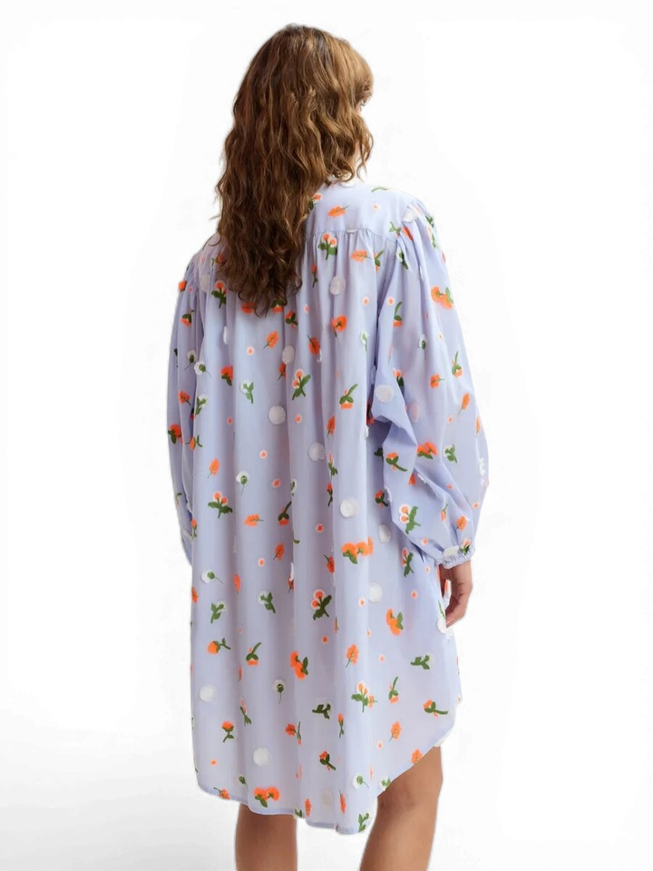 Blauwe jurk met bloemenprint Jalen Essentiel