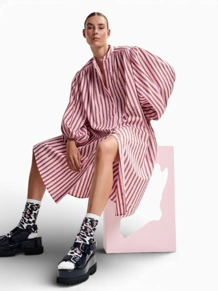 Gestreept shine hemdkleed Jodianna Essentiel