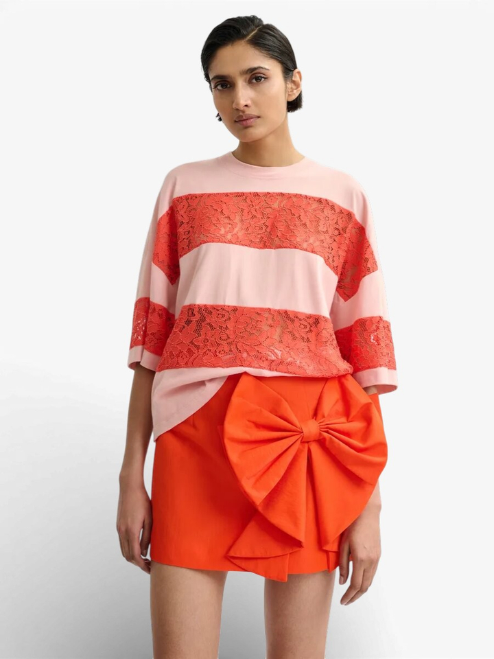 Oranje korte rok met strik Essentiel