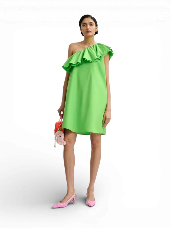 Groene Off shoulder jurk met frul Juicer Essentiel