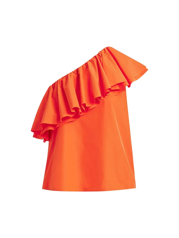 Oranje top met ruffle off shoulder Jilian Essentiel 