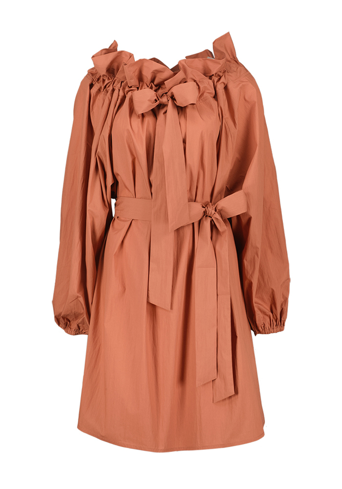 Roestkleurige jurk met strop detail Jurk Essentiel 