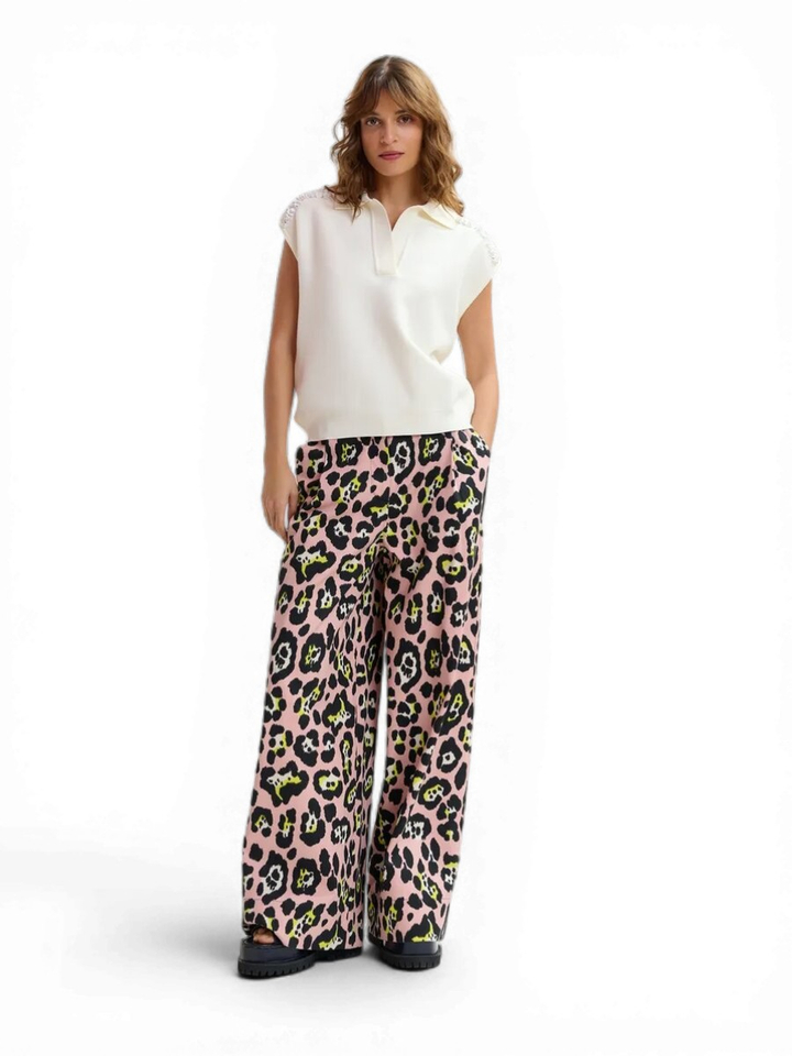 Witte polo met pailletten op de schouders Joline Essentiel