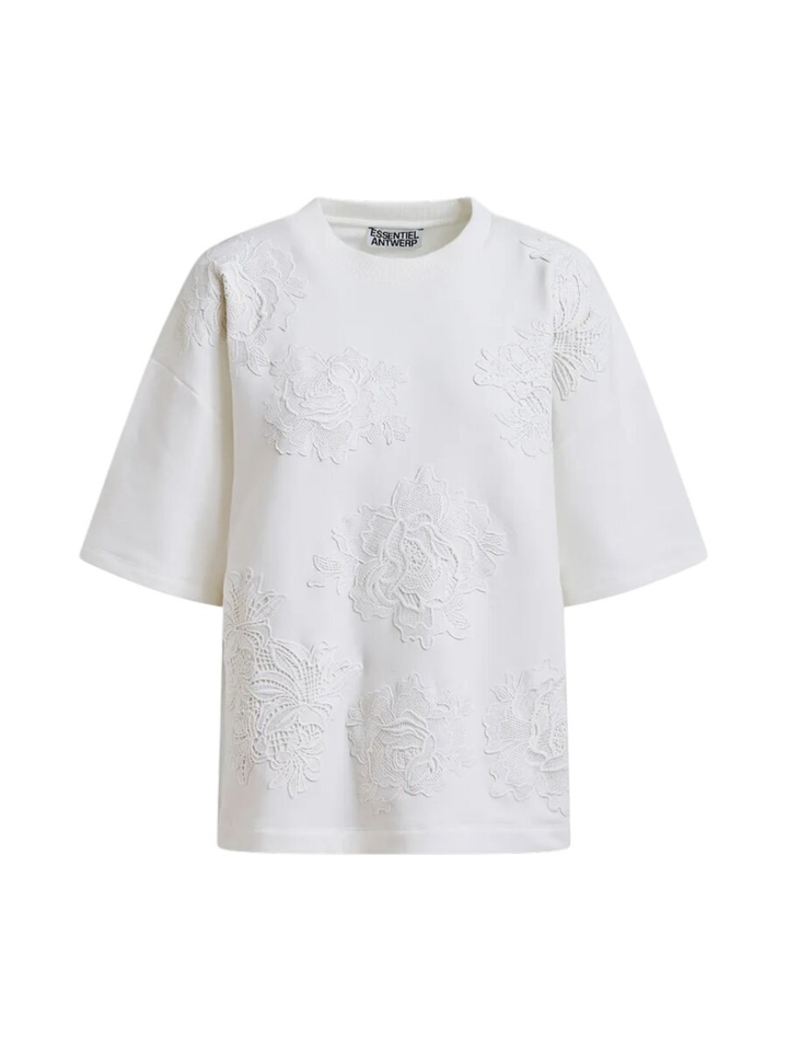 Witte sweater met bloemenkant Jista Essentiel