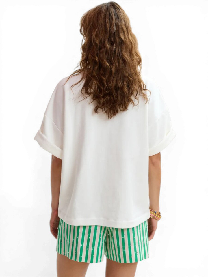 Witte sweater met bloemenkant Jista Essentiel