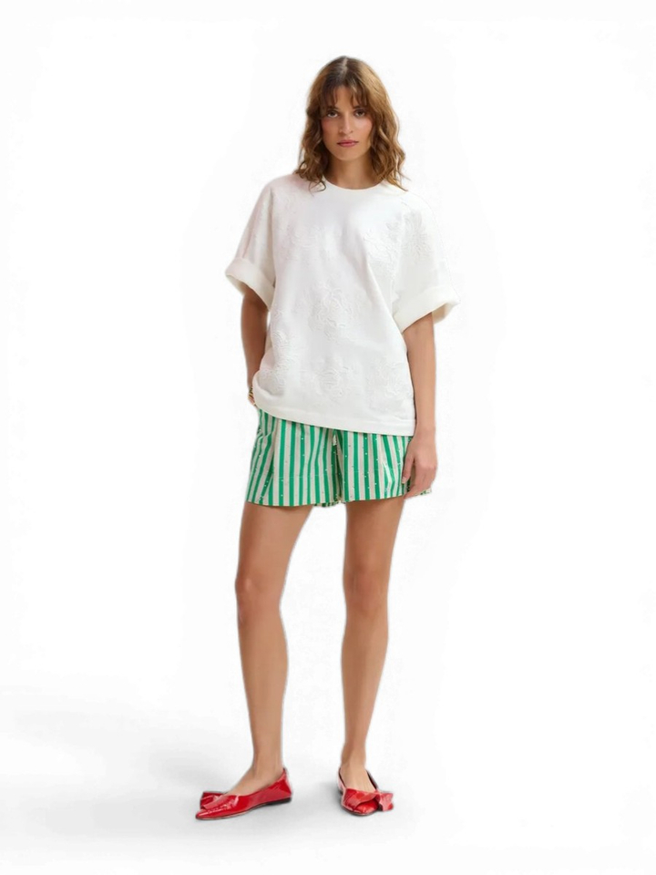 Witte sweater met bloemenkant Jista Essentiel