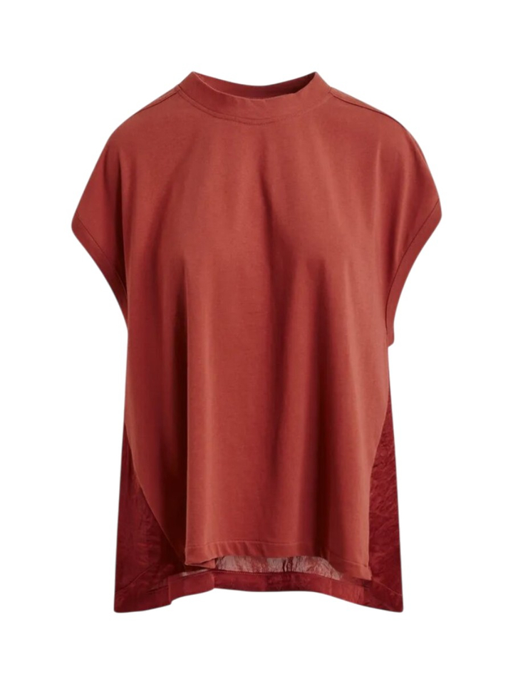 Roestkleurige wijdvallende T-shirt met detail aan zijkant Jabana Essentiel 