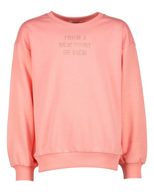 Koraalkleurige sweater met strass Liu Jo