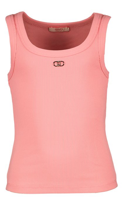 Koraalkleurige top met logo Liu Jo