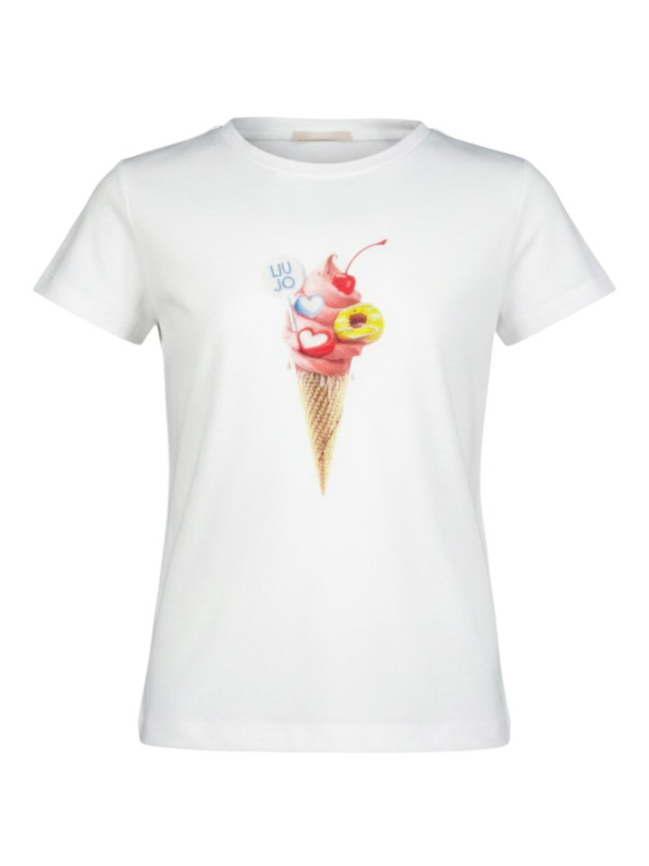 Witte T-shirt met ijsje print  Liu Jo 