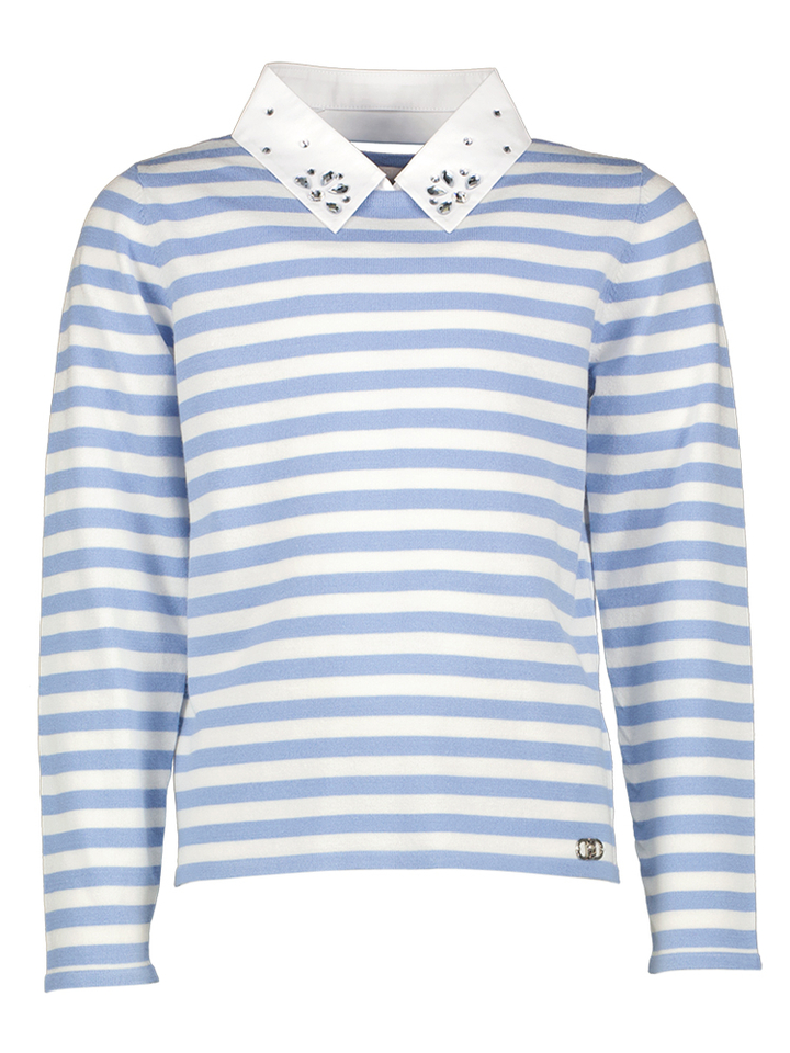 Blauw wit gestreepte pul met kraag en strass detail Liu Jo