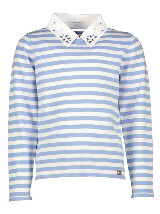 Blauw wit gestreepte pul met kraag en strass detail Liu Jo