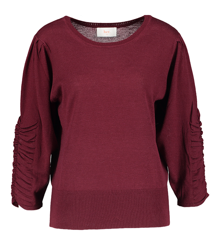Bordeaux pull met strop aan de mouw Wilma Her