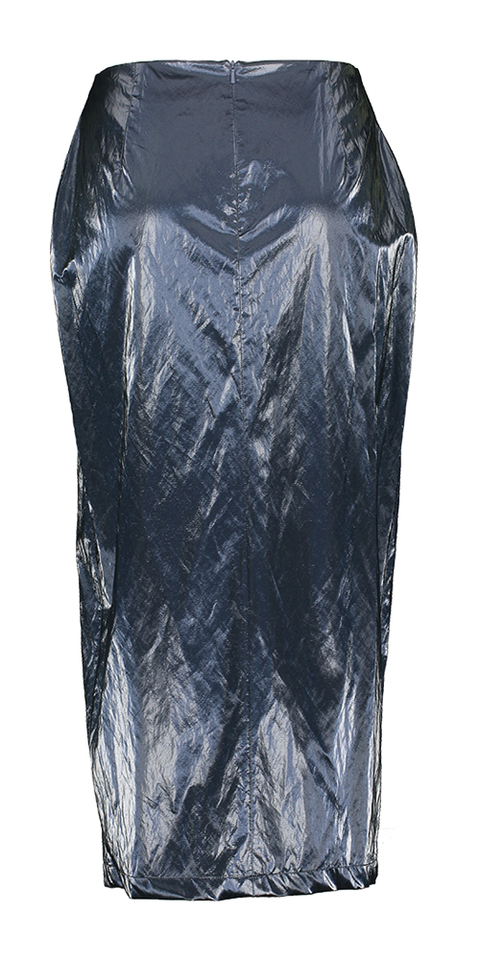 Blauwe rok in glanzende stof Julia June