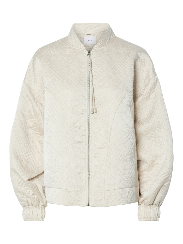 Licht beige oversized jas met zilveren glitterdraad Yaskammy Y.A.S 