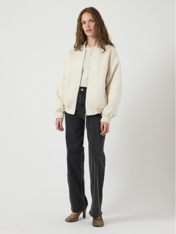 Licht beige oversized jas met zilveren glitterdraad Yaskammy Y.A.S 