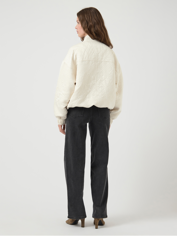 Licht beige oversized jas met zilveren glitterdraad Yaskammy Y.A.S 