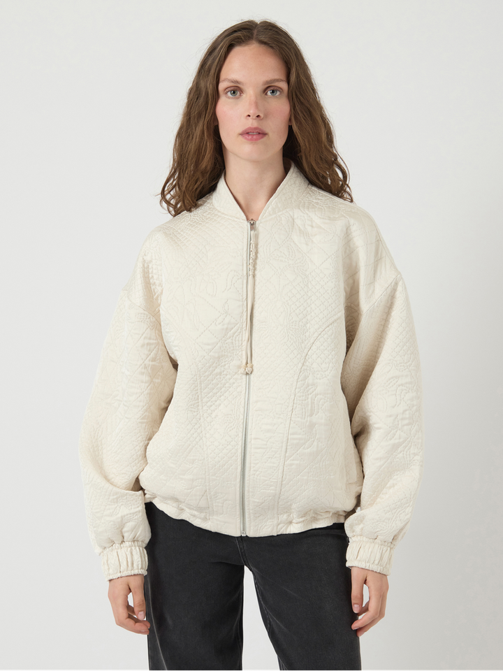 Licht beige oversized jas met zilveren glitterdraad Yaskammy Y.A.S 