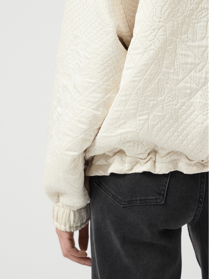 Licht beige oversized jas met zilveren glitterdraad Yaskammy Y.A.S 