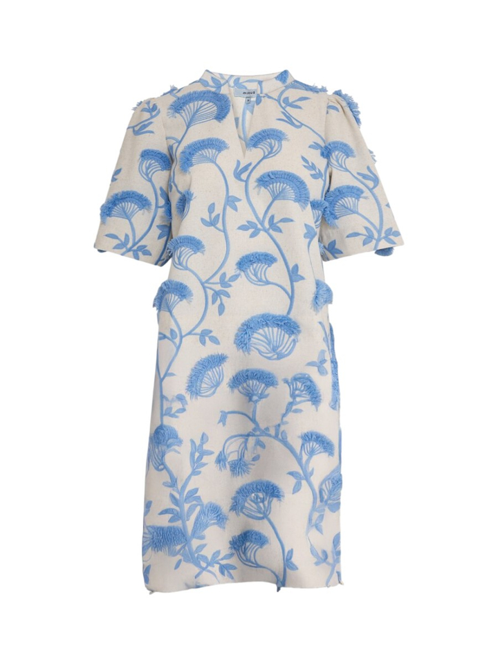 Witte jurk met blauwe bloemenprint Misja Minus 