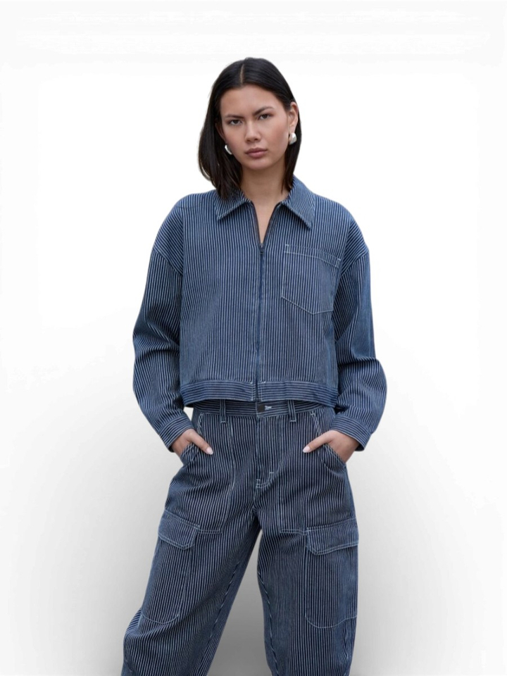 Blauwe cargo barrel jeans Channi Minus