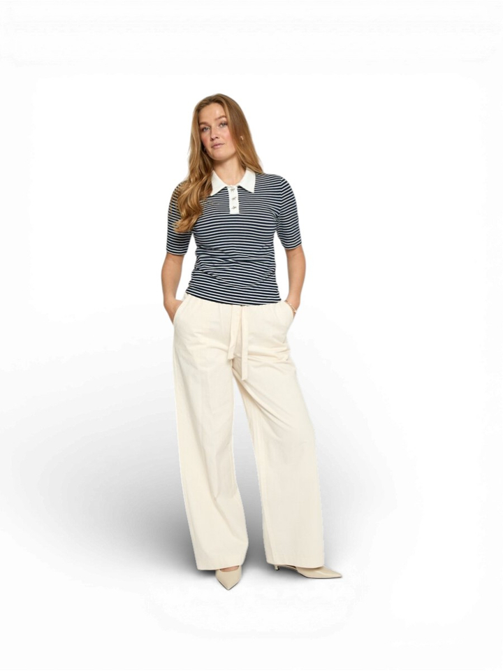 Blauw gestreepte polo met strikjes Malle Minus 