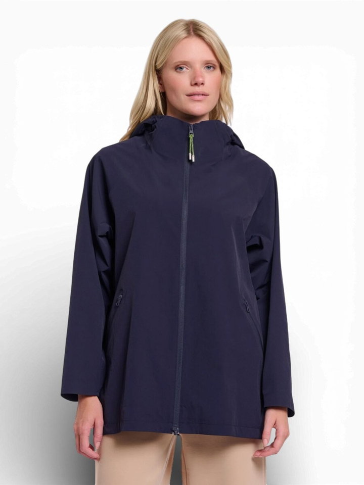 Donkerblauwe regenjas Kyomi Rino Pelle 