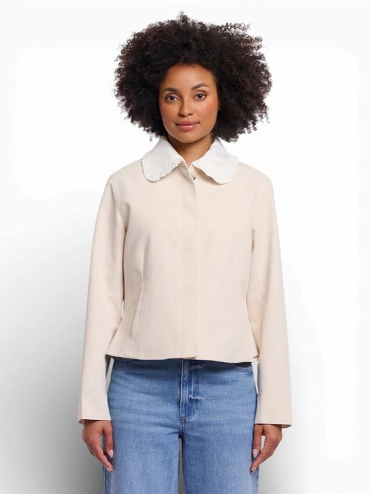 Beige korte jas met witte kraag Richelle Rino Pelle