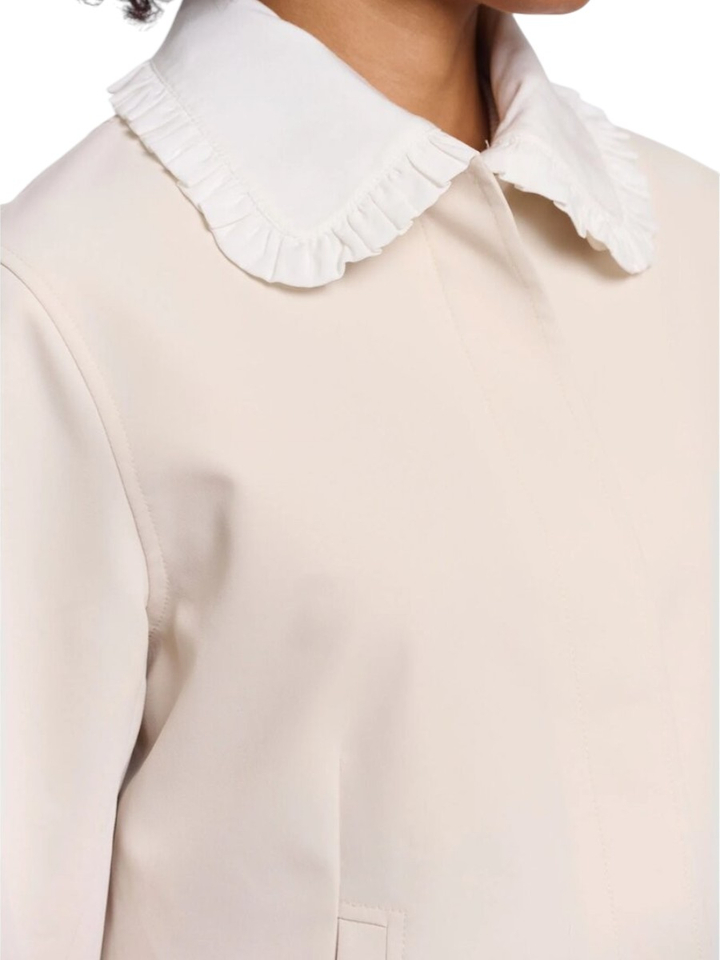 Beige korte jas met witte kraag Richelle Rino Pelle